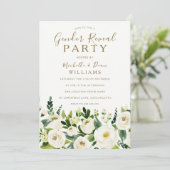 Invitation Gold Beige & Fleurs blanches Fête de la Révélation (Debout devant)