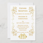 Invitation Gold Bells Scrollwork Mariage Réception (Devant)