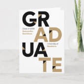 Invitation Gold Big Bold Angle-Cut Lettres Graduation (Devant)