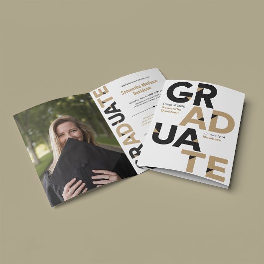 Invitation Gold Big Bold Angle-Cut Lettres Graduation
