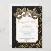 Invitation Gold Birthday Masquerade Party (Devant)