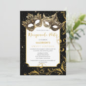 Invitation Gold Birthday Masquerade Party (Debout devant)