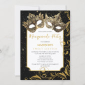 Invitation Gold Birthday Masquerade Party (Devant)