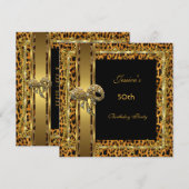 Invitation Gold Black 50e Anniversaire Animal Wild Elegant 5 (Devant / Derrière)