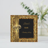 Invitation Gold Black 50e Anniversaire Animal Wild Elegant 5 (Debout devant)