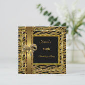 Invitation Gold Black 50e Anniversaire Animal Wild Élégant 6 (Debout devant)
