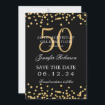 Invitation Gold Black 50th Birthday Enregistrer la date Confe<br><div class="desc">Elégant design "50th Birthday Party" avec faux confetti de parties scintillant et texte de détails. Facile à utiliser et facile à personnaliser. Commandez aujourd'hui !</div>