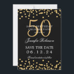 Invitation Gold Black 50th Birthday Enregistrer la date Confe<br><div class="desc">Elégant design "50th Birthday Party" avec faux confetti de parties scintillant et texte de détails. Facile à utiliser et facile à personnaliser. Commandez aujourd'hui !</div>