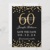Invitation Gold Black 60e anniversaire Enregistrer la date Co (Devant)