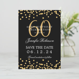 Invitation Gold Black 60e anniversaire Enregistrer la date Co