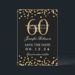 Invitation Gold Black 60th Birthday Enregistrer la date et le<br><div class="desc">Elégant design "60th Birthday Party" avec faux confettis de parties scintillant & détails texte. Facile à utiliser et facile à personnaliser. Commandez aujourd'hui !</div>