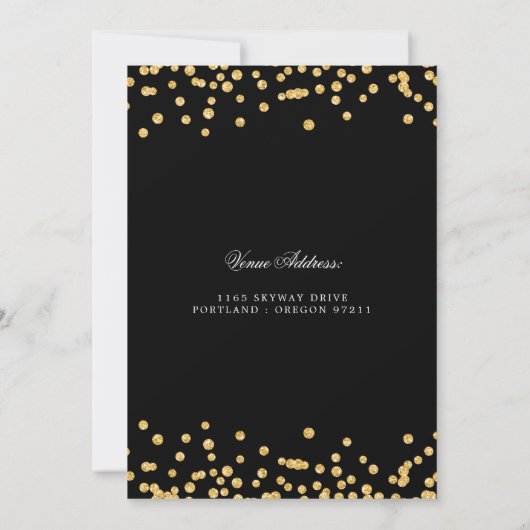 Invitation Gold Black 70th Birthday Enregistrer la date Confe (Dos)