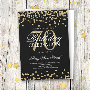 Invitation Gold Black 70th Birthday Party Parties scintillant