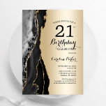 Invitation Gold Black Agate 21e anniversaire<br><div class="desc">Gate noir et or 21e anniversaire invitation de fête. Design élégant et moderne avec arrière - plan de géométrie en marbre de pierre de pierre, or de parties scintillant faux et police de script de typographie. Carte invitation branchée parfaite pour une célébration anniversaire féminine élégante. Invitations Zazzle imprimées ou téléchargement...</div>