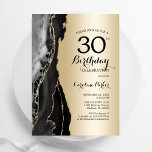 Invitation Gold Black Agate 30e anniversaire<br><div class="desc">Invitation à la fête du 30e anniversaire d'agate noir et or. Design élégant et moderne avec arrière - plan de géométrie en marbre de pierre de pierre, or de parties scintillant faux et police de script de typographie. Carte invitation branchée parfaite pour une célébration anniversaire féminine élégante. Invitations Zazzle imprimées...</div>