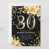 Invitation Gold Black AllinOne Parties scintillant florale 30 (Devant)