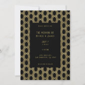 Invitation Gold Black Art Déco Diamond Chic Retro Mariage (Devant)