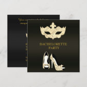 INVITATION GOLD BLACK BACHELORETTE MASQUERADE PARTI (Devant / Derrière)