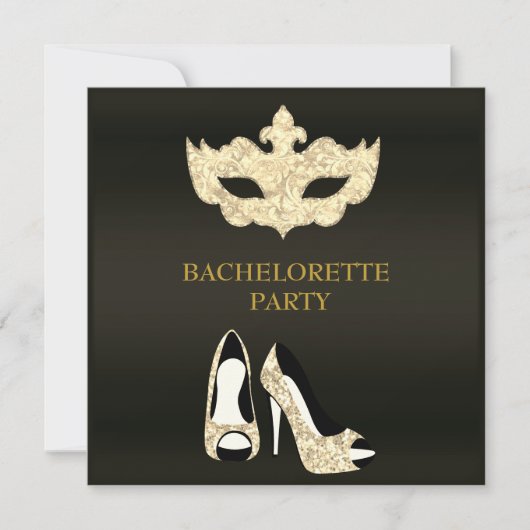 INVITATION GOLD BLACK BACHELORETTE MASQUERADE PARTI (Devant)