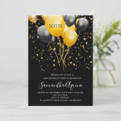 Invitation Gold & Black Balloons Star Confetti 50e anniversai (Debout devant)