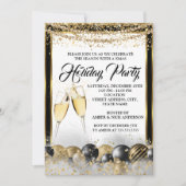 Invitation Gold Black Champagne de Noël (Devant)