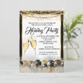 Invitation Gold Black Champagne de Noël (Debout devant)