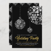 Invitation Gold & Black Chic Christmas Party (Devant / Derrière)