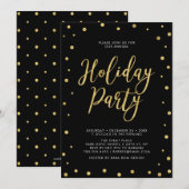Invitation Gold & Black Chic Confetti Corporate Holiday Party (Devant / Derrière)
