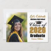 Invitation Gold Black Class of 2026 Photo Graduation Party (Devant)