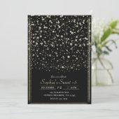 Invitation Gold & Black Confetti Splatter Sweet 16 Party (Debout devant)