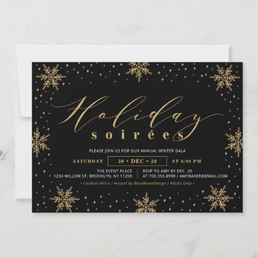 Invitation Gold & Black Corporate Holiday Soiree Party (Devant)