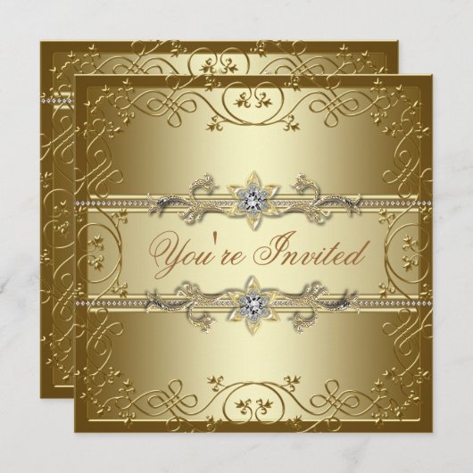 Invitation Gold Black Cravate Party (Devant / Derrière)