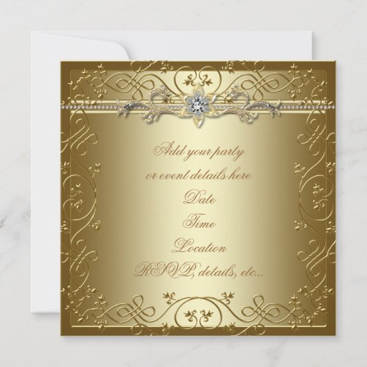 Invitation Gold Black Cravate Party (Dos)