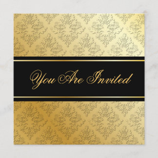 Invitation Gold & Black Damask