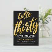Invitation Gold Black Date de sauvegarde Trente anniversaire (Debout devant)