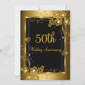 Invitation Gold Black Diamond Floral 50e Anniversaire (Devant)