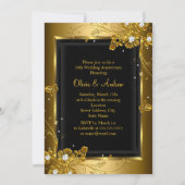 Invitation Gold Black Diamond Floral Swirl 50e Anniversaire (Dos)