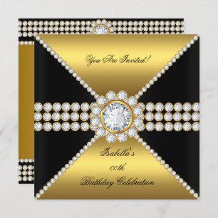 Invitation Gold Black Diamond Sophisticated Anniversaire Part