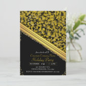 Invitation Gold & Black Elegant Glam Company Fête de vacances (Debout devant)