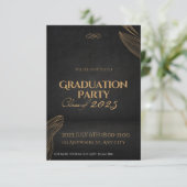 Invitation Gold Black Elegant Graduation Party d'invitation (Debout devant)