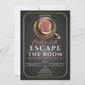 Invitation Gold & Black Escape Room Jeu Anniversaire (Devant)