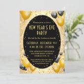 Invitation Gold Black Étoiles scintillantes fête de réveillon (Debout devant)