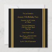 Invitation Gold Black fête d'anniversaire de luxe (Dos)