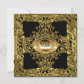 Invitation Gold Black fête d'anniversaire de luxe (Devant)