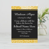 Invitation Gold Black Floral Aller à l'Invitation de la fête  (Debout devant)