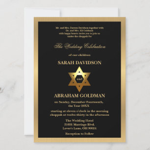 Invitation Gold Black Formal Traditional Jewish Wedding Invit