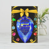 Invitation Gold & Black Gemstones Diamond Mariage Anniversair (Debout devant)