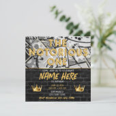 Invitation Gold Black Graffiti Couronne notoire UN anniversai (Debout devant)