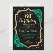 Invitation Gold Black Green Roses 60e anniversaire (Devant)