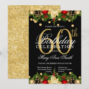 Invitation Gold & Black Holiday Parties scintillant 60e fête 
